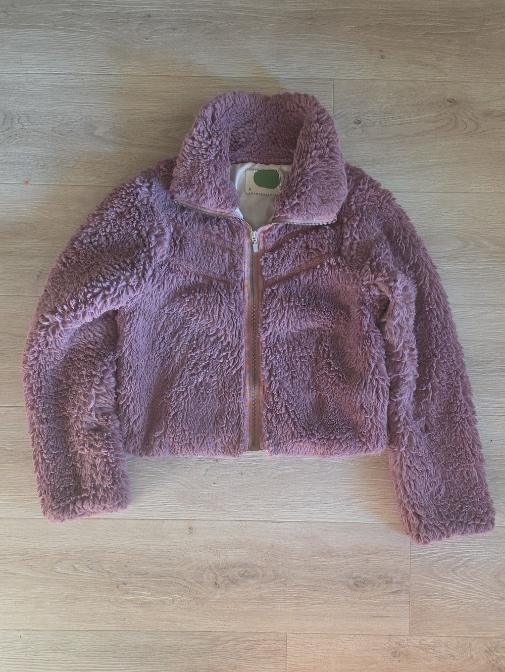 Anthropologie Plush Zip-Up Puffer Jacket - Dusty Mauve